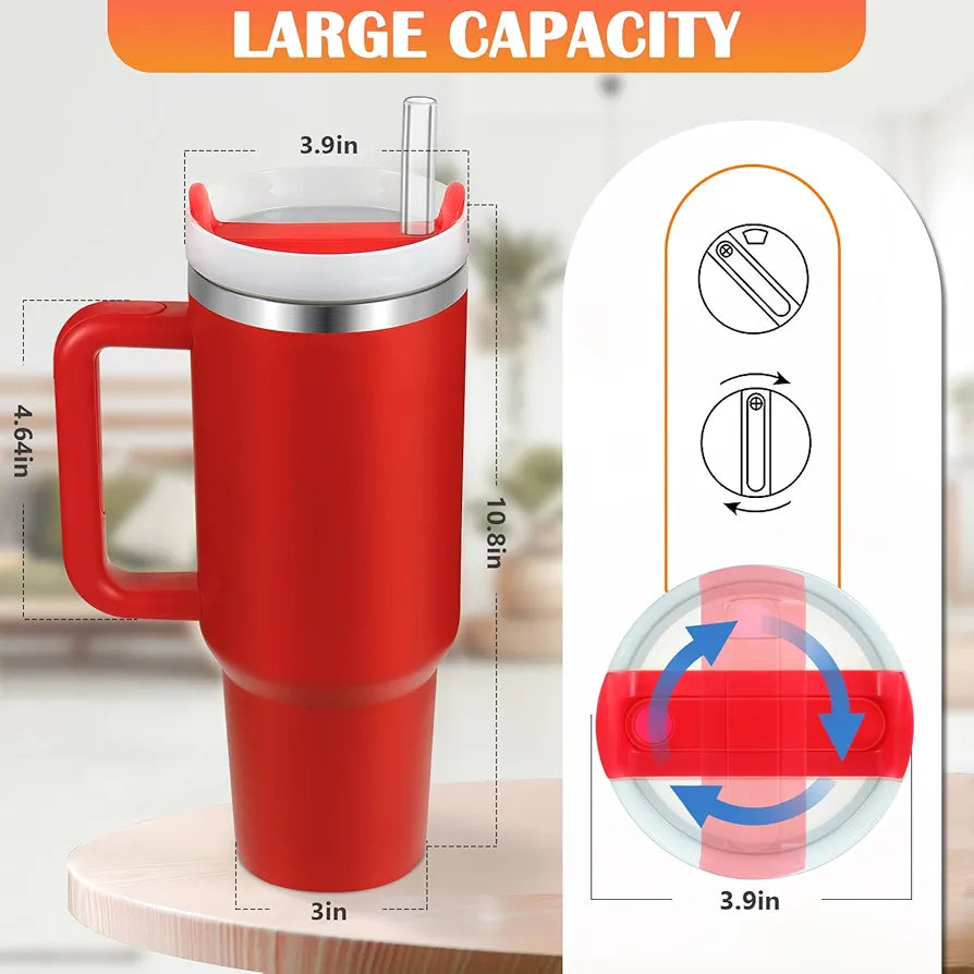 1200ml Stainless Steel Insulated Tumbler with Handle & Straw Lid | Double Wall Vacuum Flask | Custom Bulk Corporate Gift”