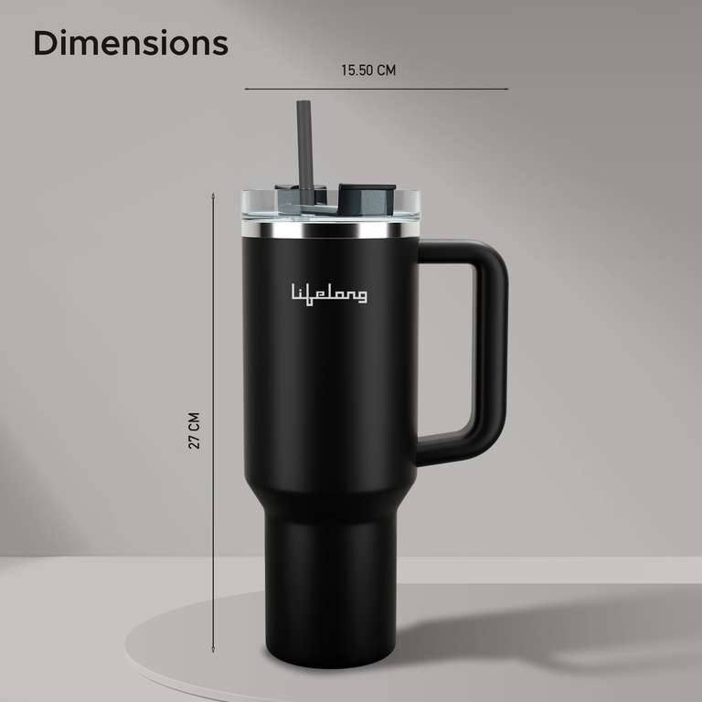 1200ml Stainless Steel Insulated Tumbler with Handle & Straw Lid | Double Wall Vacuum Flask | Custom Bulk Corporate Gift”