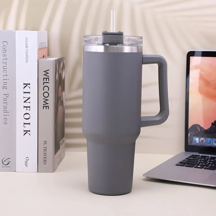 1200ml Stainless Steel Insulated Tumbler with Handle & Straw Lid | Double Wall Vacuum Flask | Custom Bulk Corporate Gift”