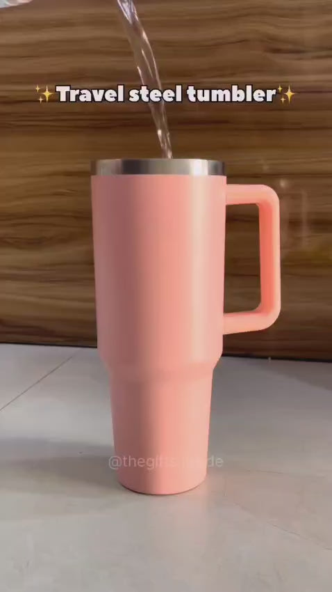 1200ml Stainless Steel Insulated Tumbler with Handle & Straw Lid | Double Wall Vacuum Flask | Custom Bulk Corporate Gift”